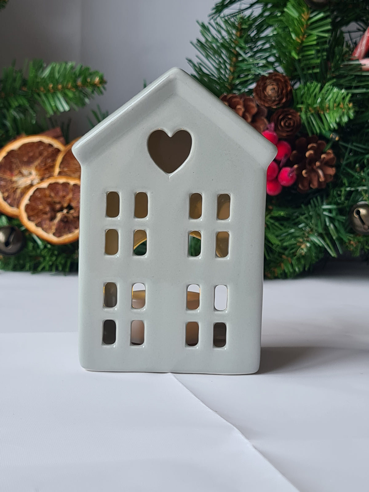 Cozy Grey Ceramic House LED Tealight Holder